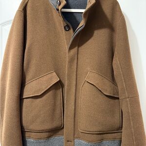 Ermenegildo Zegno Brown Wool Jacket with Gray Accents